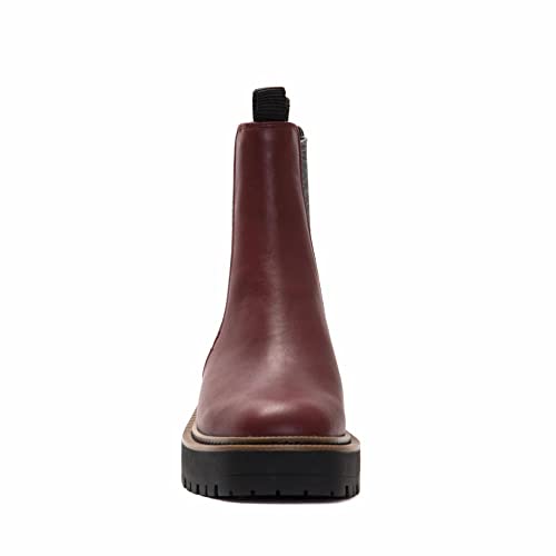 Image of Sam Edelman Laguna Deep Bordeaux Round Toe Cowhide Leather Lug Sole Chelsea Boot (Deep Bordeaux, 6)