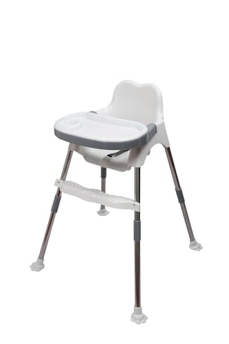 Image of 3-in-1 Convertible Baby High Chair with Tray, Adjustable Footrest & Easy Clean Design - Portable Feeding Chair for Infants & Toddlers Up to 20kg (White)