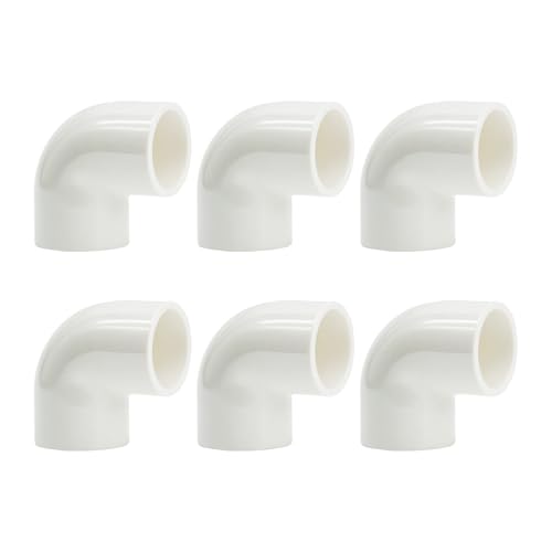 Image of 20mm White PVC Elbow 6-Pack, 90 Degree Electrical Conduit & Plumbing Fitting, Flexible Pipe Connector for Water, Irrigation, DIY Projects