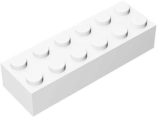 Ladrillo de construcción clásico de 2 x 6, bloque de ladrillo a granel de 100 piezas, ladrillos blancos de 2 x 6, compatible con piezas y piezas