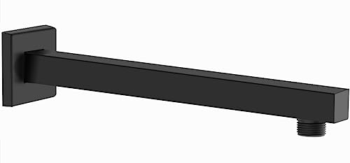 Drenky Braccio Doccia Nero,Braccio Doccia a Parete 40 cm Braccio Soffione Doccia in Acciaio Inox A2 V2A Prolunga Soffione Doccia Quadrato Braccio per Soffione Doccia Fisso,Finitura Laccata Nero Opaco