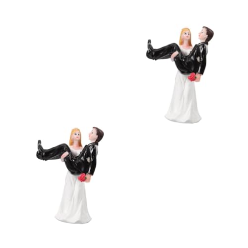 Zerodeko 2 Piezas Adornos Artesanales De Resina Figura De Adorno De Pastel Enredado Bizcocho De Novia y Novio Nupcial Boda Modelo De De Salón Dama De Honor Figurilla Figuritas