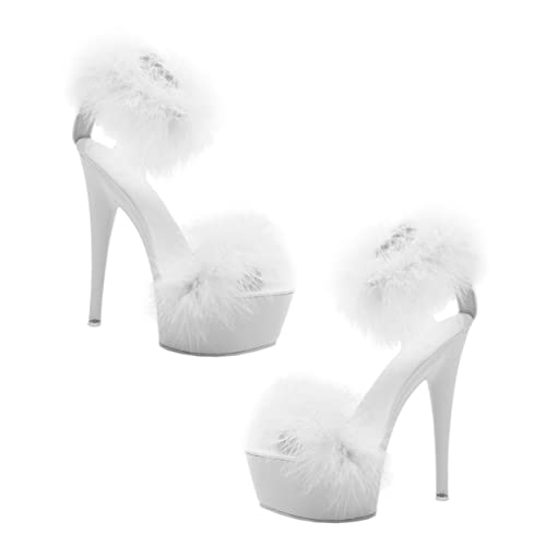 Sandales à talons hauts pour femme anti-douleur avec plumes BESPORTBLE