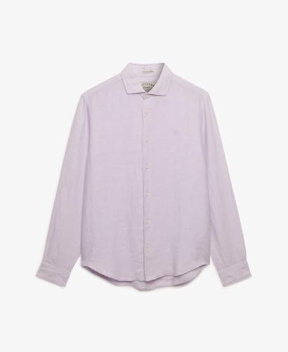 Superdry Riviera L/S Linen Shirt, Lilac Chambray, XL Men's