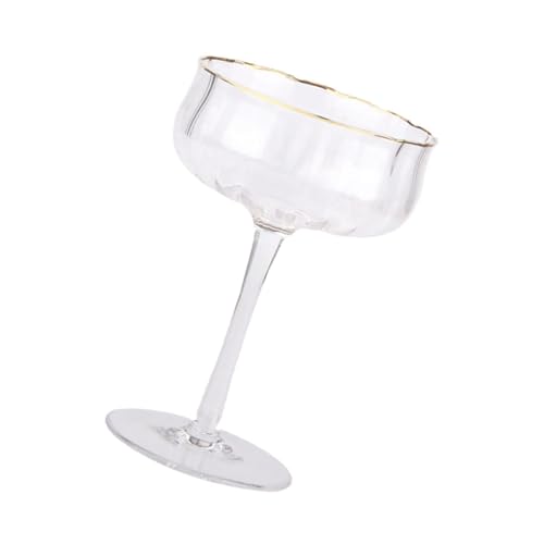 Kichvoe Bicchiere da Martini in Vetro Cristallo 260 Ml Bordo Dorato, Calice da Bere per Cocktail e Succo, per Feste, Bar e Ristoranti, Coppa Elegante per Vino e Whisky
