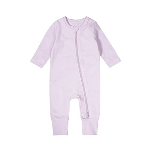 Image of Teach Leanbh Baby Boys Girls Footless Pajamas 2 Way Zipper Long Sleeve Romper with Viscose Made From Bamboo Fiber