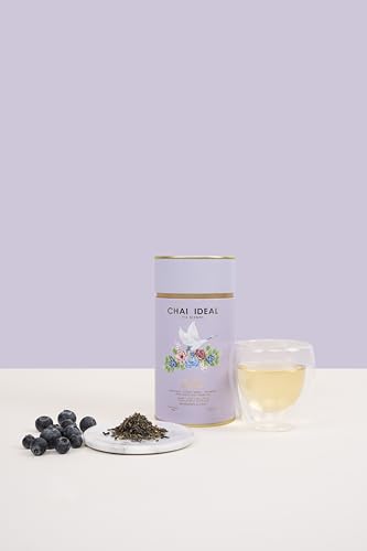 Chai Ideal - Blueberry Blossom Green Tea - Fine Loose Leaf. Uplifiting | Luxury Berry Tea | Aromatic| Made with Green Tea, Mango, Mint Leaves|Sustained Energy | Soothes Bloating | Anti- Inflammatory