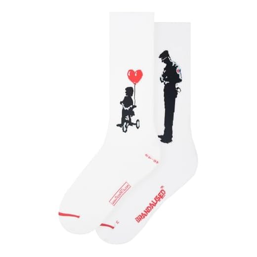 MuseARTa Banksy Graffiti Calcetines, Blanco, 38-42 Unisex Adulto