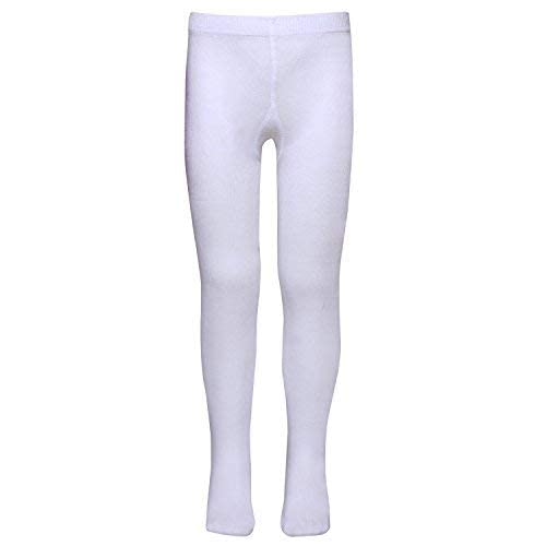 Girls Combed Cotton Tights Color : White, SIZE : 2 TO 4 YEARS
