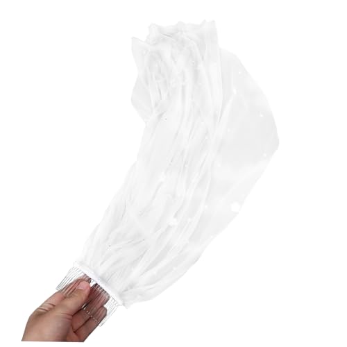 Velo de novia corto con perlas artificiales para una despedida de soltera única 4