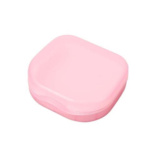 Caja para dentadura postiza y retenedores invisibles con tapa de sellado rosa