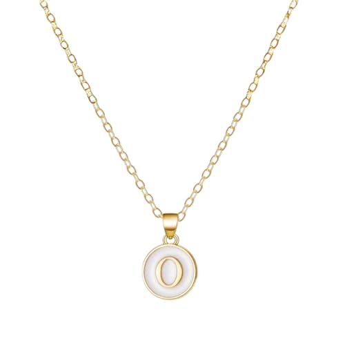 Image of Giftana Alphabet Locket with Chain, White Enamel Letter A-Z Pendant Necklace for Girls, Personalized Initial Name Gold Plated Pendant Necklace Gift for Girlfriend, Valentines Day Gifts for Woman