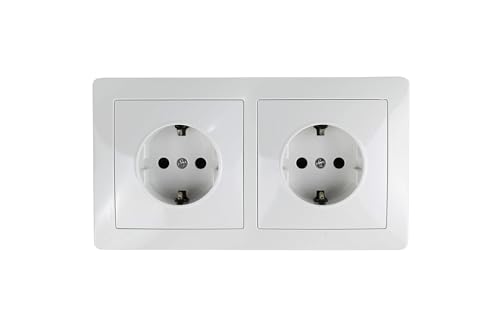 Base schuko empotrar y interruptor simple serie clasica color blanco 16A/250V (2 tomas)
