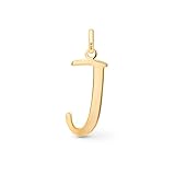 Amberta Colgante Inicial para Mujer en Oro de 14 K | Colgante Letras de Oro Macizo Solo sin Cadena: Letra J
