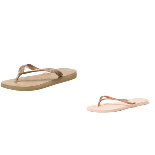 Tongs femme Havaianas Slim anti-glisse couleur Or Rose taille 41/42
