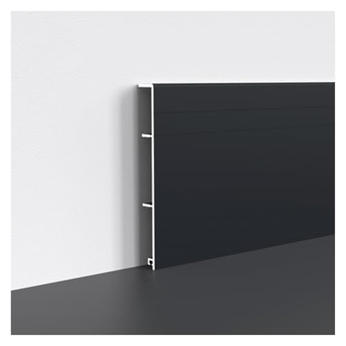 Plinthes Plinthe en aluminium personnalisable, garniture de plaque de base de canal mural noir pour salon/chambre/cuisine/salle à manger, canal de plinthe en...