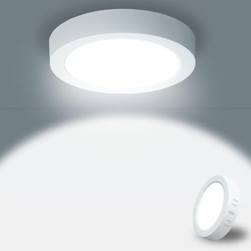 Psatfito Panel LED Redondo 15W 1800LM Luz de Techo LED Redondo 6500K Blanco Frío Controlador Incluido IP44 Ángulo 120 para Dormitorio Cocina Sala Baño Comedor Pasillo 170x28mm [Clase de eficiencia ene