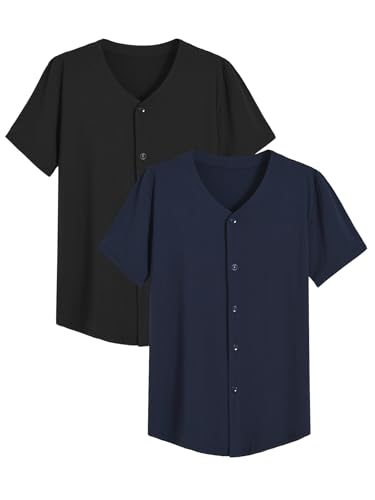 Image of Latuza Men's Bamboo Viscose Button Down Pajama Shirt 2 Pack