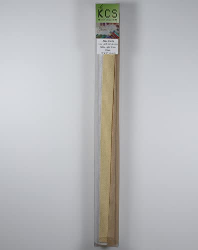 Image of KCS 3 pc of 15 inch x 18 inch Counted Cross Stitch Cotton Aida Cloth Needlework Rolled Fabric Box,14CT,White+Light Straw+Khaki