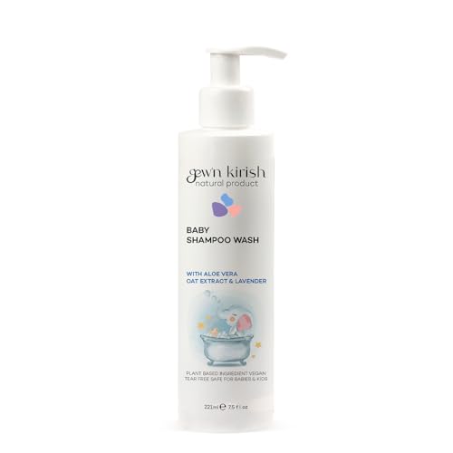 Image of Gew'n Kirish Natural Baby Shampoo & Body Wash - Tear-Free, Hypoallergenic Cleanser with Lavender Oil, Aloe Vera & Oat Extract, Plant-Based, Vegan, Sulfate-Free Formula, 7.5 fl oz