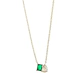Collar Con Piedra De Nacimiento Para Mujeres Y Niñas, Delicado Colgante De Rubí, Esmeralda, Circonita Cúbica Y Diamantes, Cadena Chapada En Oro De 14 Quilates, Joyería Con Piedra De Nacimiento,