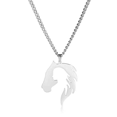 Collier pendentif fille et cheval colliers amoureux des chevaux charme amitié bijoux en acier inoxydable cheval cadeaux pour filles femmes anniversaire...