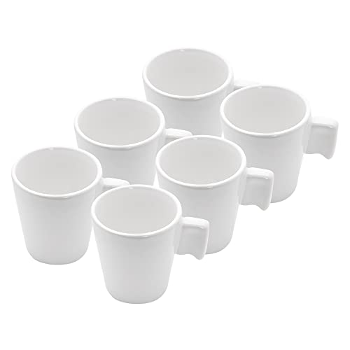 Mimo Style Mini Canecas Para Café Com 6 Peças na Cor Branca, Com Capacidade Para 80ml Cada, Material de Cerâmica Com o Melhor Isolamento Térmico, Durabilidade Que Torna o Produto Sustentável