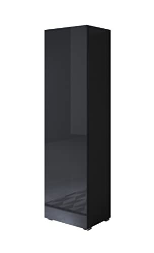 MB Muebles Bonitos, Armario con Patas 2 cm Luke V4 para Salón o Comedor Moderno, Mueble Modular de Melamina Brillo, Color Negro, 40x167x29 cm