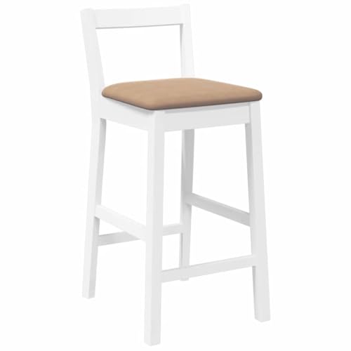 Tabourets de bar robustes en hévéa massif blanc avec siège ergonomique