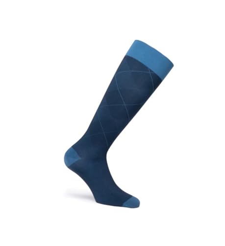 JOBST Casual Pattern Compression Knee High Socks, Closed Toe, 20-30 mmHg Firm Support for Swollen Legs, Ocean Blue, Size: Medium, Regular Length