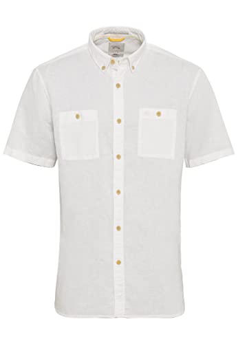 camel active Herren Sommerliches Kurzarmhemd aus einem Baumwoll-Leinenmix...