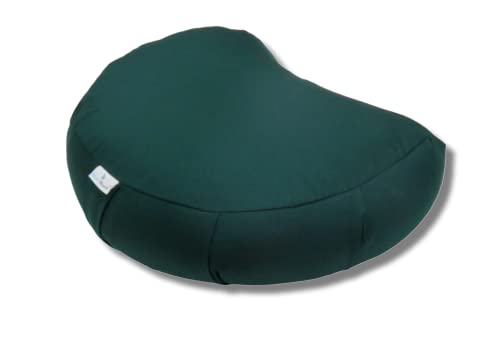 Image of Buckwheat ZAFU Meditation Cushion Filled with Buckwheat Hulls (Crescent - Dark Green)