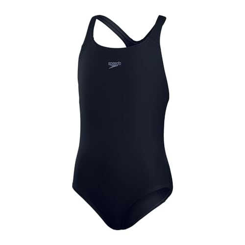 Speedo Junior Girl'S Eco Endurance+ Medalist Swimsuit | Chlorine Resistance | Recycled Fabric | Comfort Fit | Swimming Lessons | Swim Holiday, True Navy, 13-14 Years
