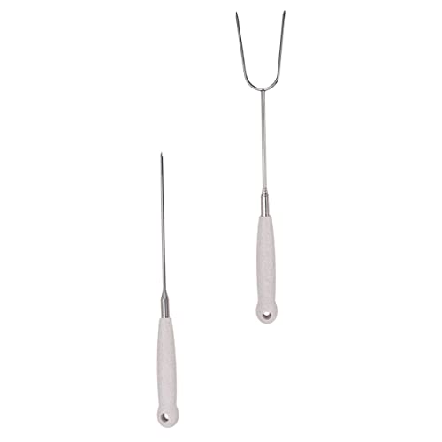 Abaodam 2pcs Stainless Steel Telescopic Barbecue Forks Versatile Camping Food Forks for Outdoor Grilling and Bbq Activities and Smooth Design Easy to Use