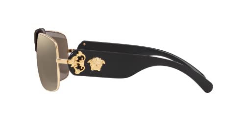 Versace Man Sunglasses Gold Frame, Light Brown Mirror Gold Lenses, 0MM3