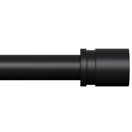 PeSenp Black Curtain Pole 90-233 cm,Extendable Curtain Poles for Eyelet Curtains,25mm Adjustable Long Curtain Rod with Brackets – Internal Screw Connector for Heavy Drapes, Seamless & Sturdy Design