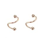Homxi 2PCS Oro Rosa Piercing Nariz Calibre 16 (1.2x8x3mm), Forma S con Bola, Acero Inoxidable Hombre Piercing Nariz