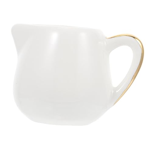 UKCOCO Jarra De Leche De Cerámica Grande Asa, Tarro De Leche Multifuncional Para Café y Té, Recipiente Blanco Para Cafeterías y Hogares, Diseño Práctico
