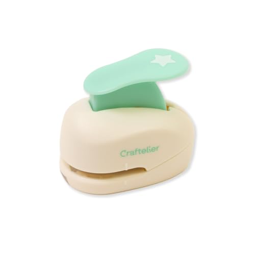 Craftelier - Perforadora de Estrellas de Diámetro 0,953 cm (3/8) de Palanca a Presión | Apta para Papeles y Cartulinas | Ideal para Manualidades y Scrapbooking | Tamaño Aprox. 5 x 3 x 4,5 cm