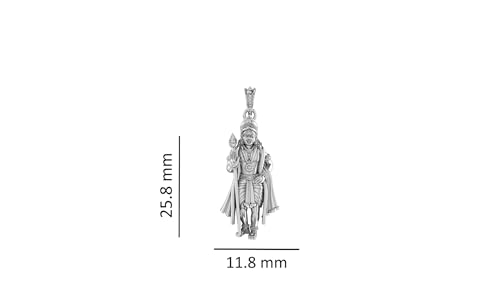 Pendentif Lord Kartikeya argent 925 avec chaîne à perles taille S - 3
