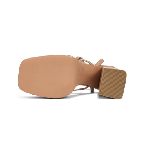 Image of ISNOM Platform Chunky Heels for Women, Block Heel Sandals with Open Square Toe and Ankle Strap