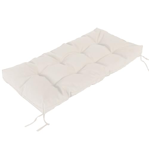 AmphaDeco Cojín de Banco para Exterior de 8 Cm de Grosor Resistente a La Intemperie, Impermeable y con Correas Antideslizantes, Cojín de Silla, Cojín de Banco para Muebles de Jardín,Blanca,150x60cm