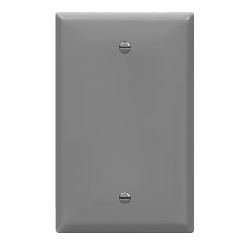 Image of ENERLITES 10 Pack Mid-Size Blank Wall Plate Cover, No Device, 1-Gang, Gray | Medium size 4.88 inch x 3.11 inch, cover unused electrical box /outlet /switch, unbreakable polycarbonate, UL-listed, easy to install