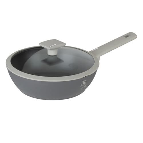 Berlinger Haus - Sartén para freír con tapa, revestimiento de granito multicapa, compatible con varias placas de cocción, mango resistente al calor para colgar, base de inducción (24 cm)
