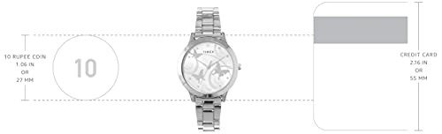 TIMEX Analog Watch for Women with Silver Round Dial & Silver Stainless Steel Bracelet Band Water Resistant Women's Wrist Watches - TW000T606