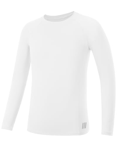 RIKUAOU Youth Boys Compression Shirt, Long Sleeve Kids Athletic Undershirt