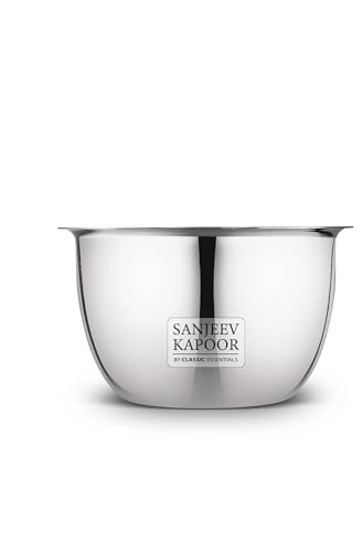 Image of Sanjeev Kapoor by Classic Essentials Stainless Steel Mixing & Serving Bowl Microwave-Safe Solid, Durable, Elegant, Mirror Finish Bow (Silver, 750ML)
