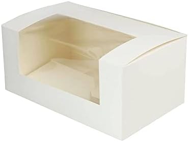 100 Stück Weiße Kuchenboxen Mit Sichtfenster 10,4x5,6x3,6cm