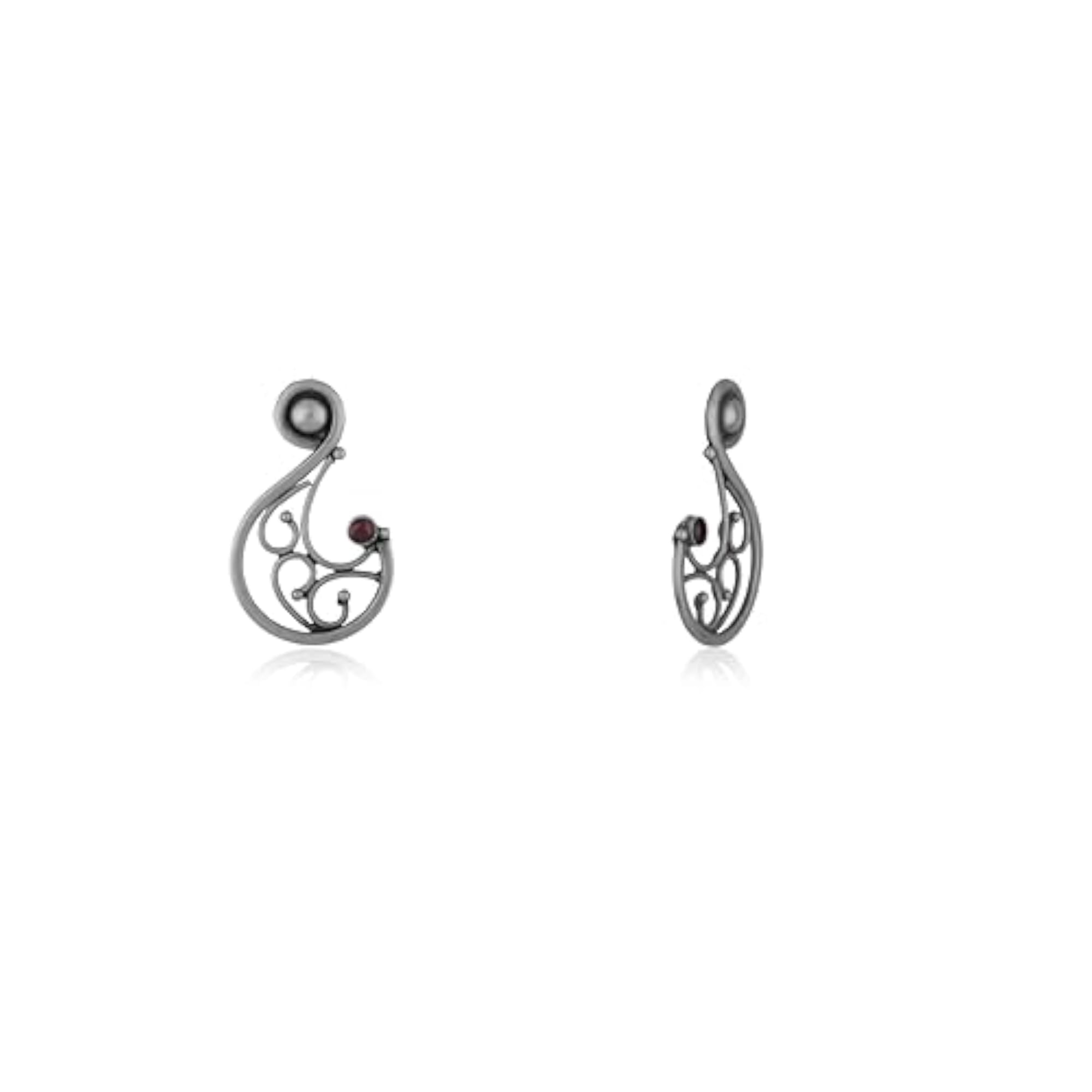 Women's 925 Silver Oxidised Swirl Earrings, Modern & Chic