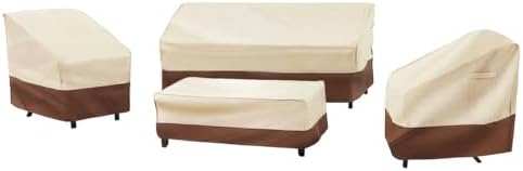 loriano Patio Furniture Cover Set Waterproof 4 Piece Beige Large